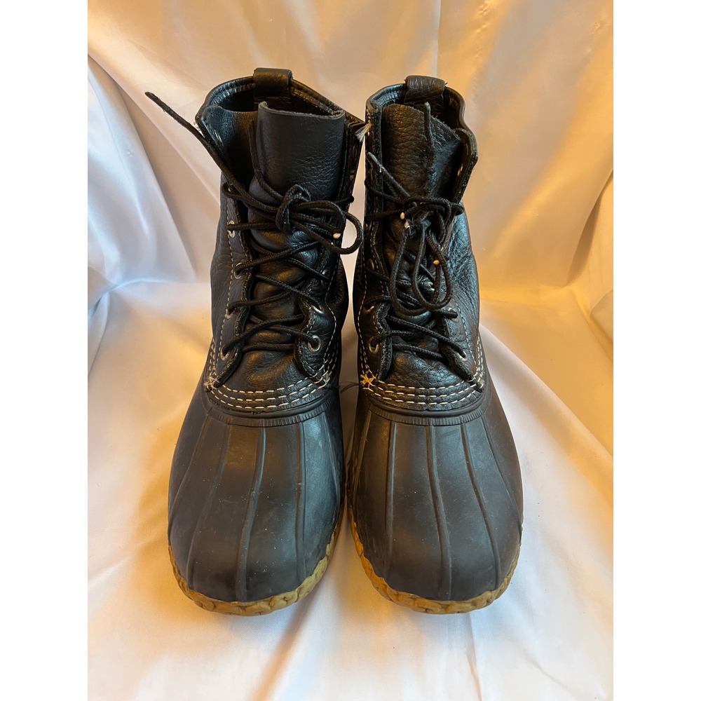 LL Bean Boots Women's 6 Inch Black Leather Duck Boots Womens 8 M Made in USA
